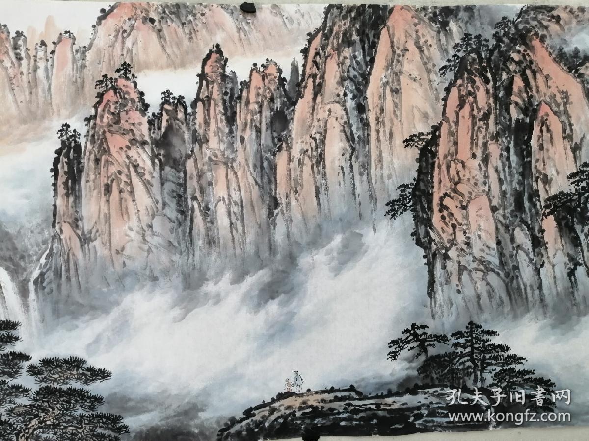 著名画家刘罡六尺精品横幅山水画芯(保真)