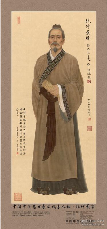 中国中医药发展史代表人物张仲景像中医药历史名家画像全系列正版