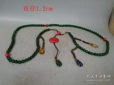 清代传世一串老冰种满绿翡翠朝珠