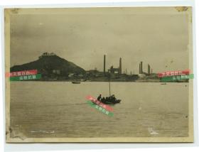 民国时期湖北武汉汉口一带长江江岸全景老照片，泛银