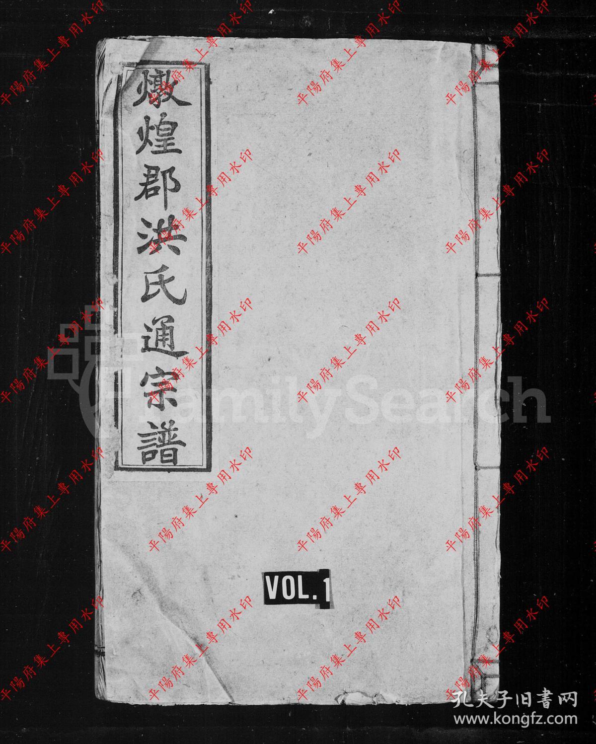 江西乐平 炖煌郡洪氏通宗谱 族谱 家谱 家乘(复印本)