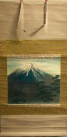 特惠!日本回流,绢本手绘老画富士山图,年代久远