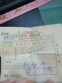 1981年收据【美野鹤宾馆】镇江市服务公司,2张