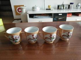 景德镇黄釉茶杯4个