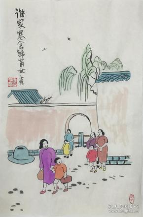 【顺丰包邮】【纯手绘】【丰子恺】三开人物画(69*46cm)8