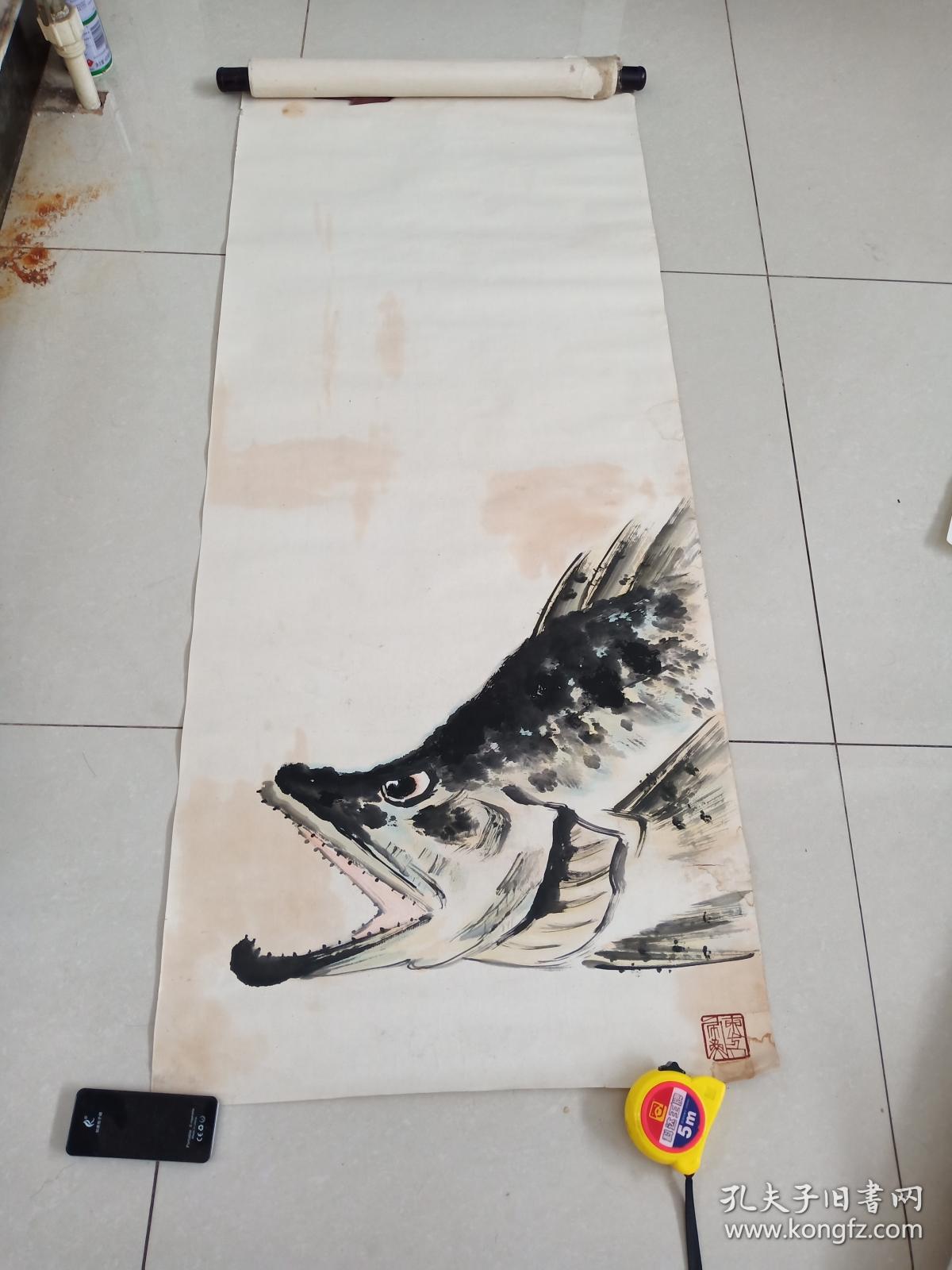 已故著名湖南画家东方人原名陈施仁现代画鱼名家作品5平尺多保真