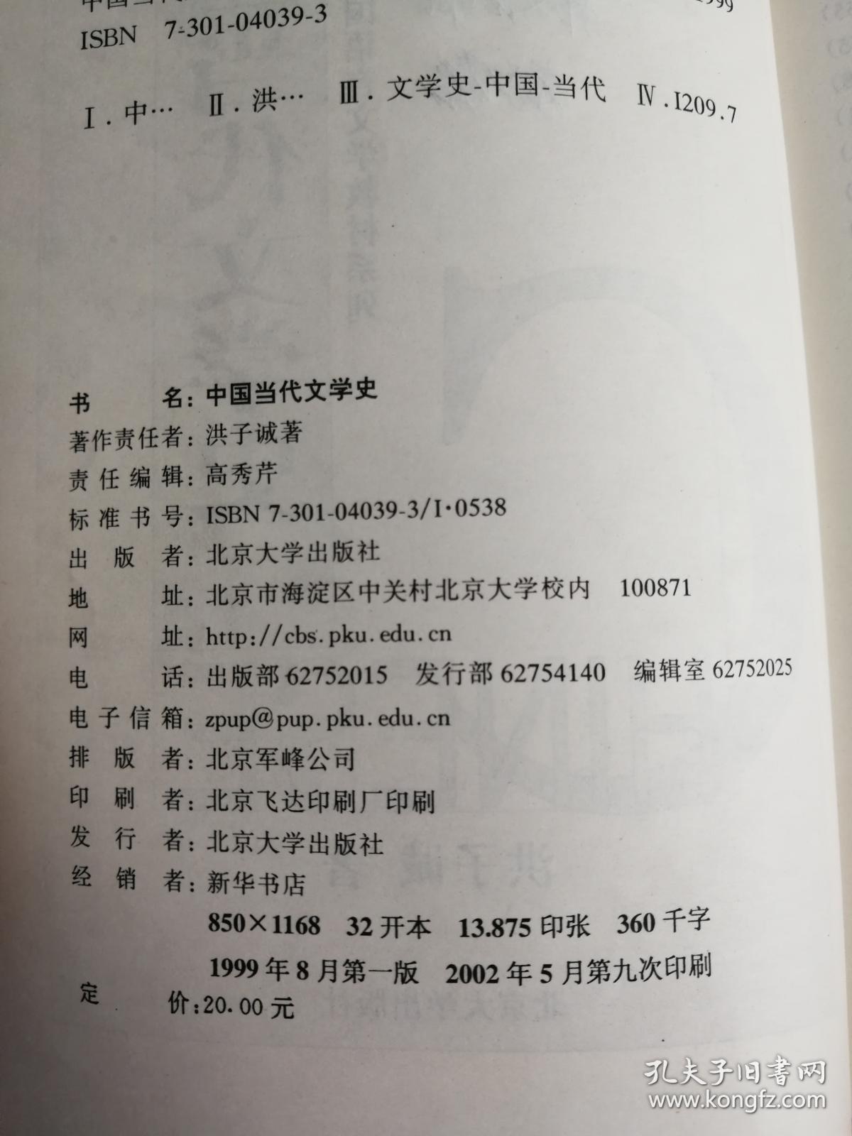 中国当代文学史_洪子诚_孔夫子旧书网