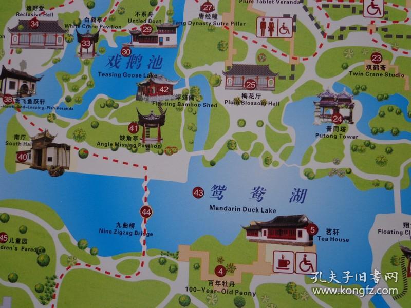 南翔古镇景点路线图南翔镇古猗园游览图上海古猗园导游图园林手绘导览