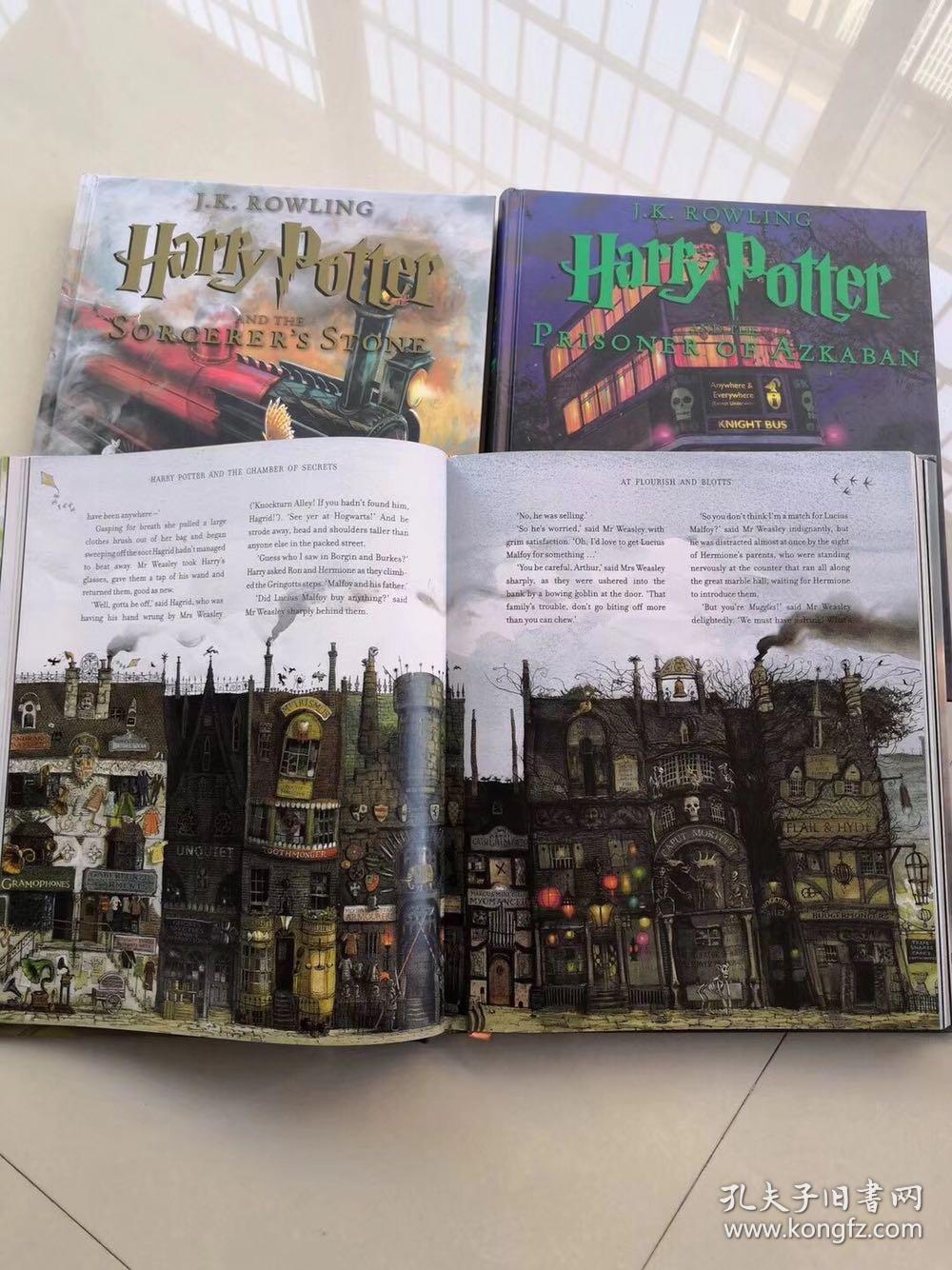 英文原版 哈利波特英文原版harry potter1 2 3 彩绘插画精装大本精装