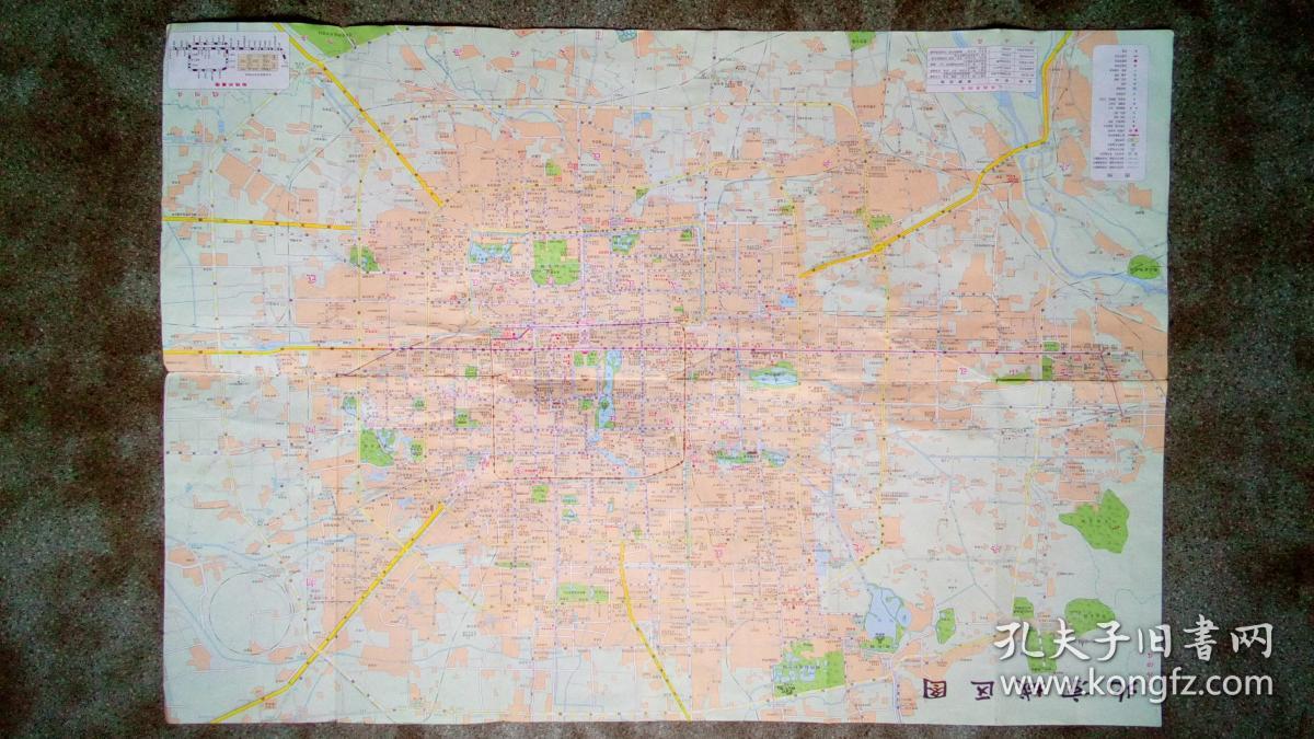 旧地图-北京交通游览图(2000年9月1版北京19印)2开8品