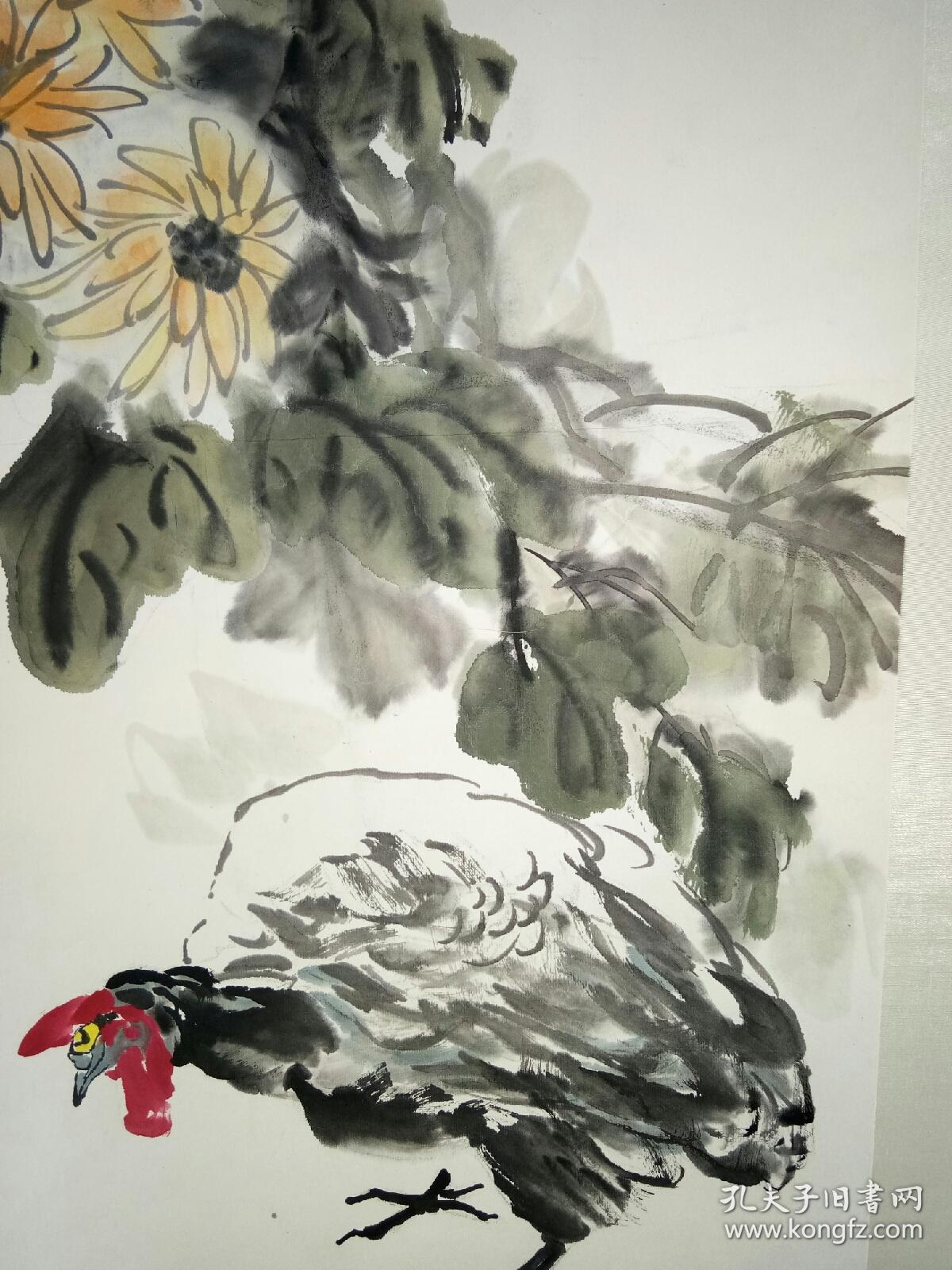 周铁宁 天津画家 国画公鸡 立轴凌裱 画心尺寸100x54