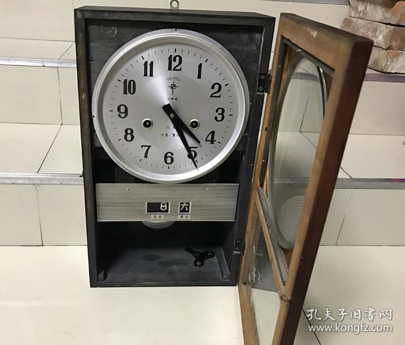 古董老挂钟北极星30天机械上弦带星期日历挂钟座钟正常走时