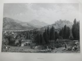 【百元包邮】1863年钢版画《士麦那城景观》（smyrna）纸张尺寸32.3×23.6厘米（货号201351)