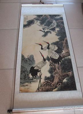 齐白石松鹤图已装裱画工精湛包手绘工艺品