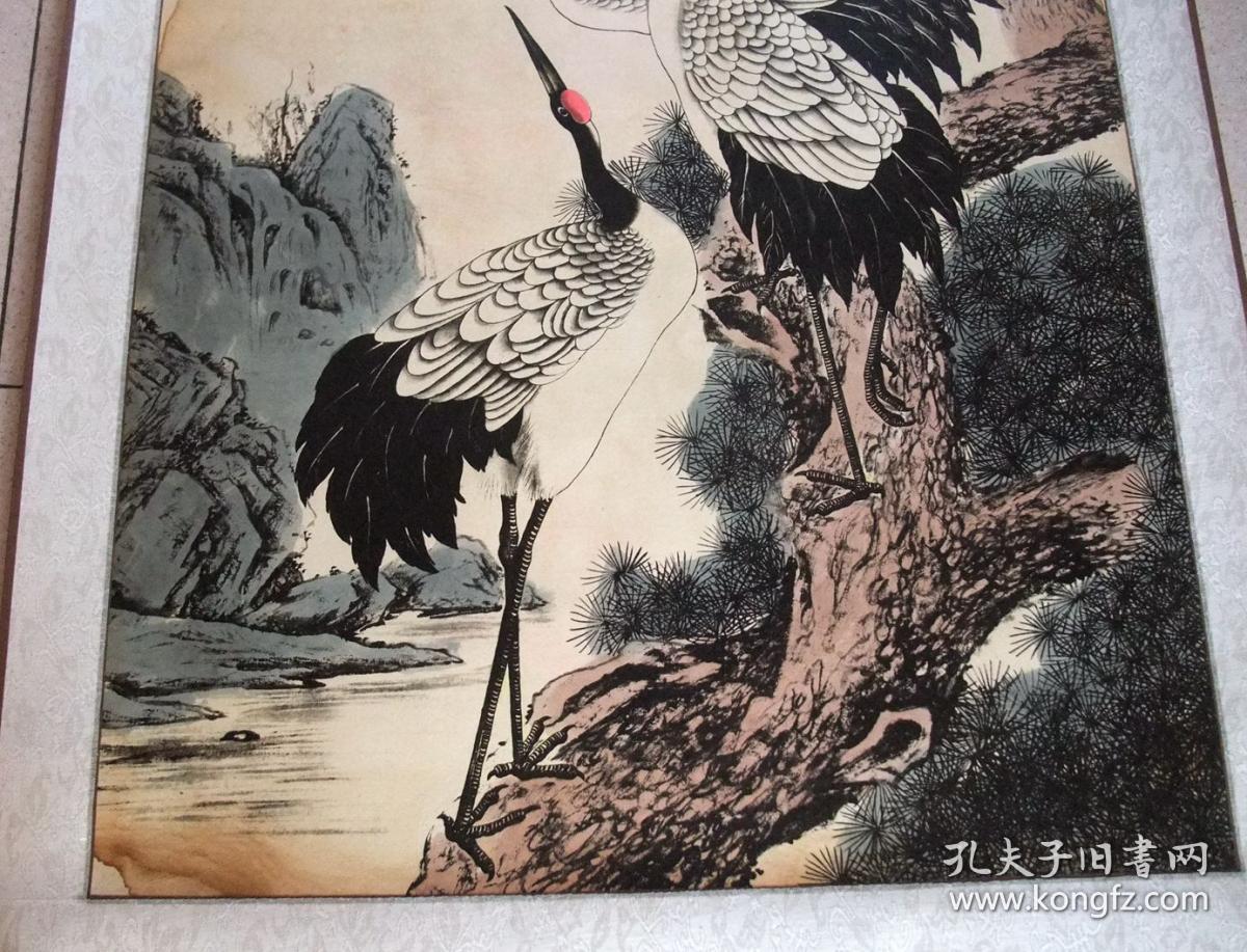 齐白石松鹤图已装裱画工精湛包手绘工艺品