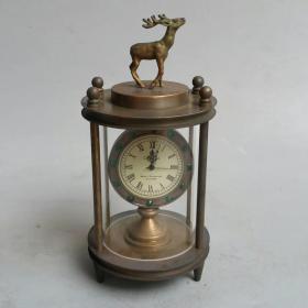 精美老黄铜 欧米茄小鹿机械表 时钟 座钟 手动上劲.