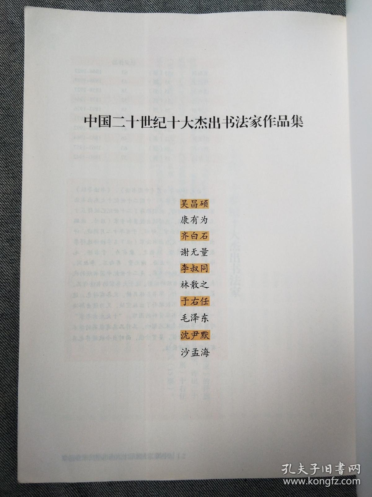 中国二十世纪十大杰出书法家作品集