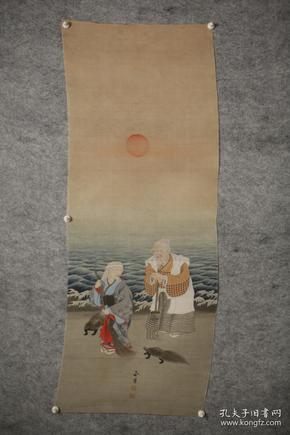 【包老包手绘 日本回流】 民国和风日本浮世绘 绢本 人物画05(装裱
