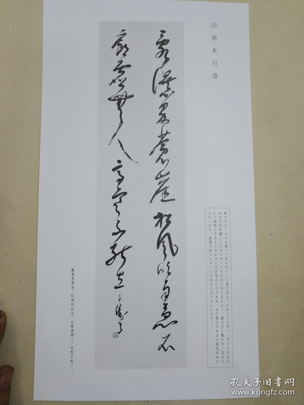 日本汉字书法作品 冈本白涛 乱爆界苍崖,松风吹雨急,石廊处无人,高寒