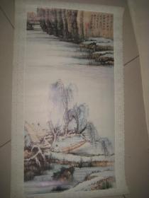 挂历散页：山水画：溪桥行舟图轴        GS010