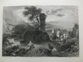 【现货 包邮】1835年铜/钢版画《THE SHEPHERD BOY IN THE VALLEY OF HUMILIATION》 （货号201048）