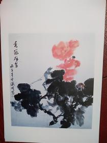 彩铜版美术插页潘滨昭《牡丹图》，单张