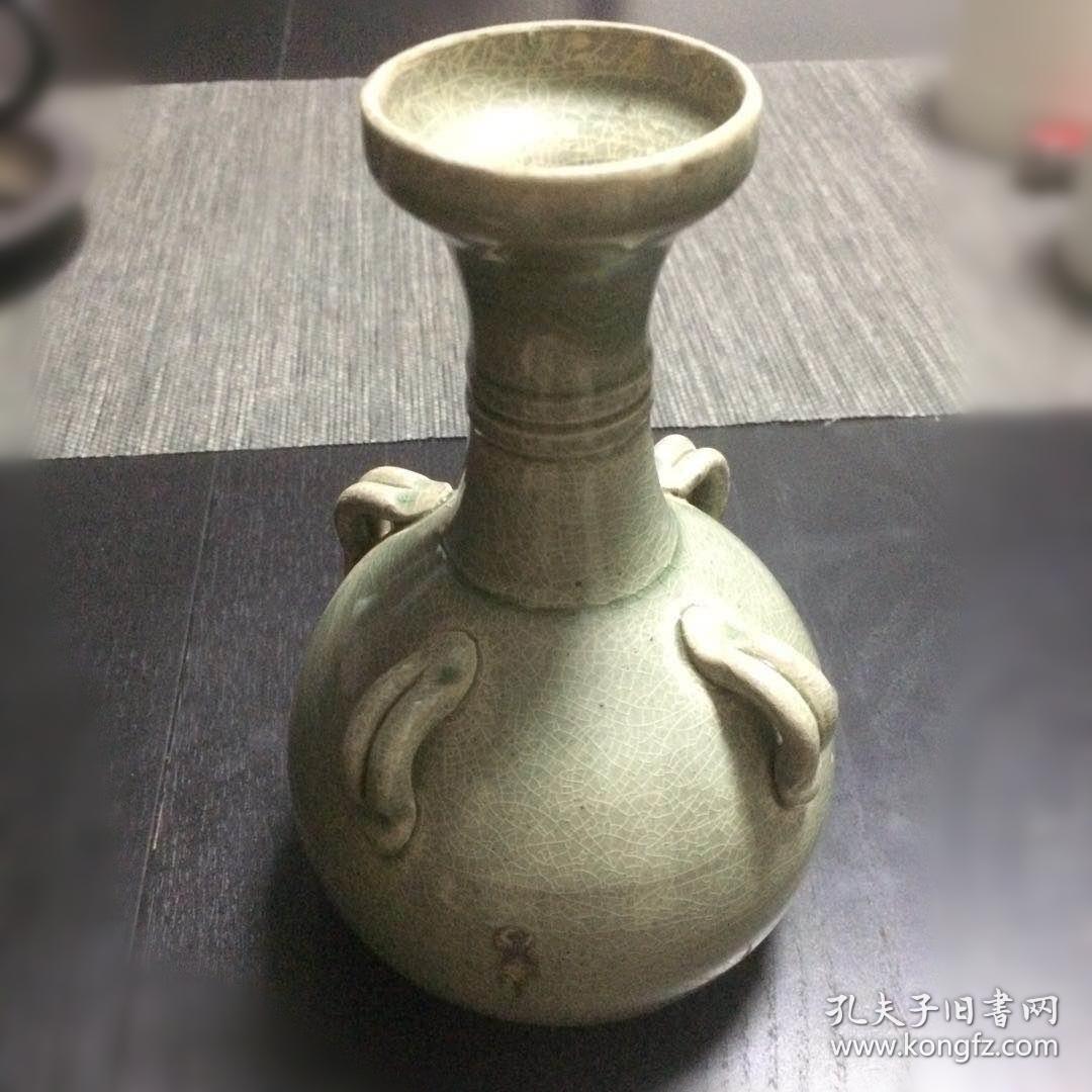仿古越窑青釉四系盘口瓶_现代仿古瓷工匠_孔夫子旧书网