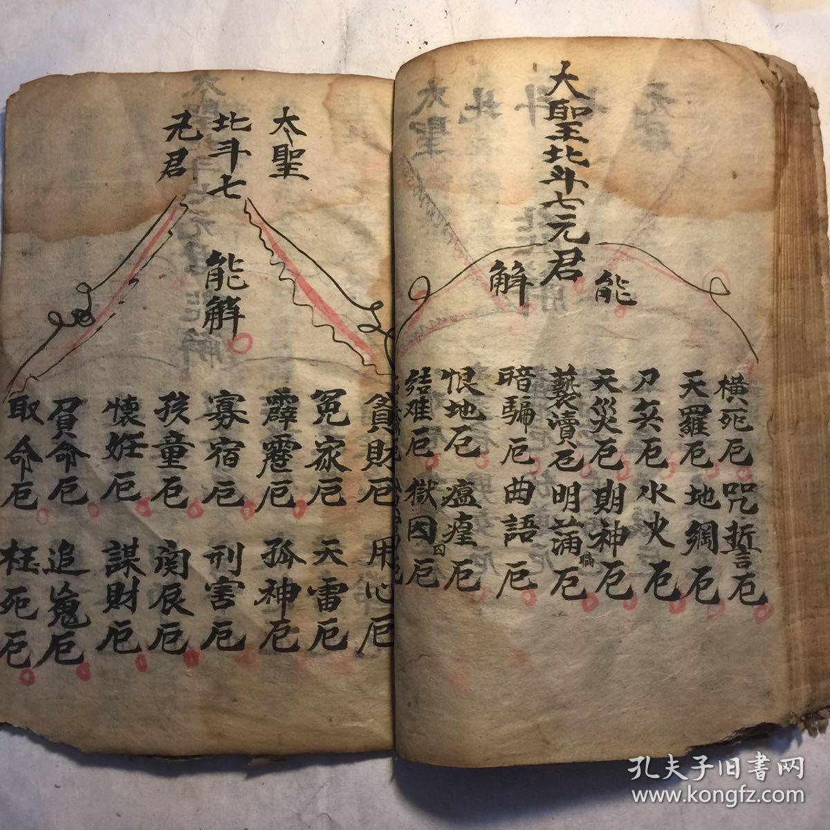 民国宗教手抄本三元经北斗经后带少许符图