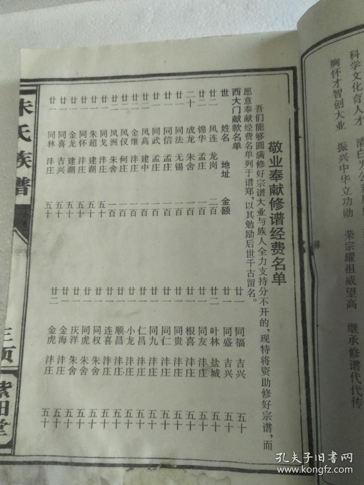 朱氏宗谱【紫阳堂】建湖恒济支 16开 180页 【复印本】 1998年续修
