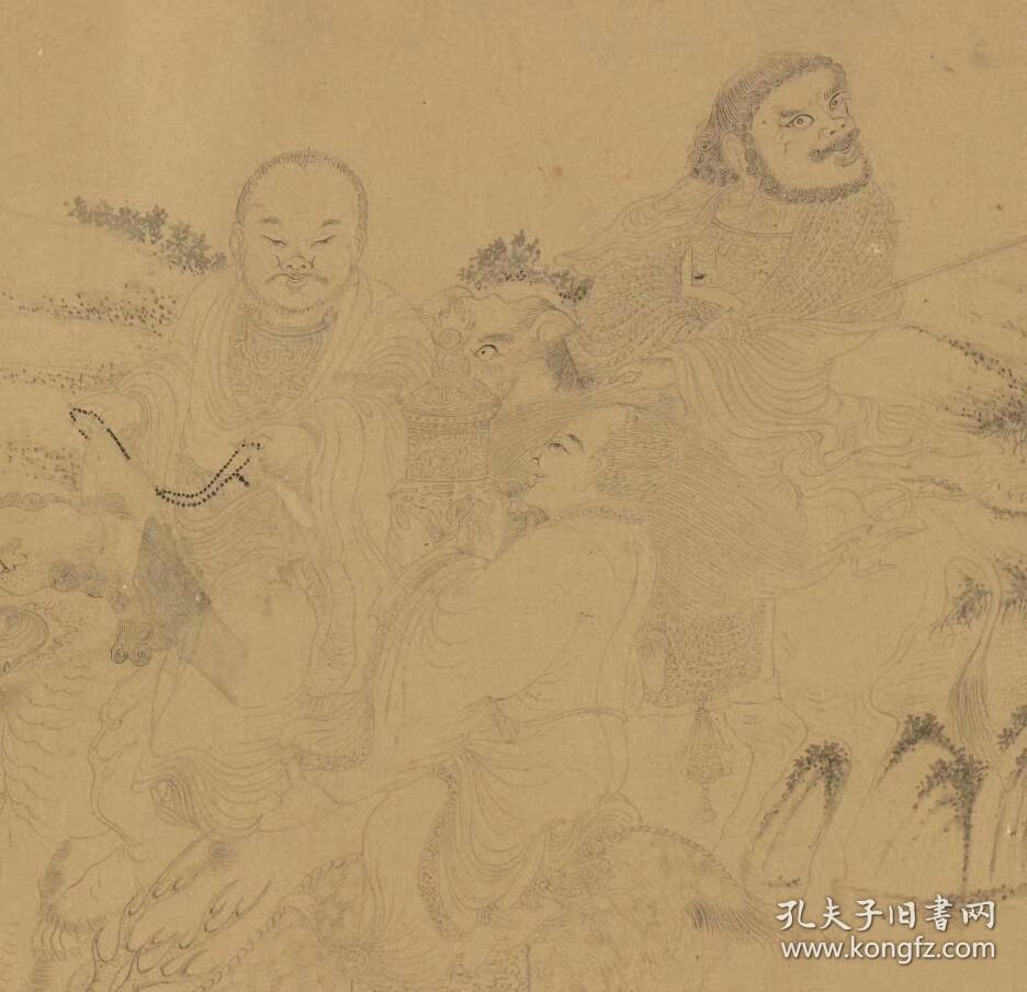 李公麟 白描十六罗汉渡海图全卷.纸本大小41.2*636.65