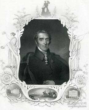 1850年钢版画《威灵顿公爵》27×20厘米