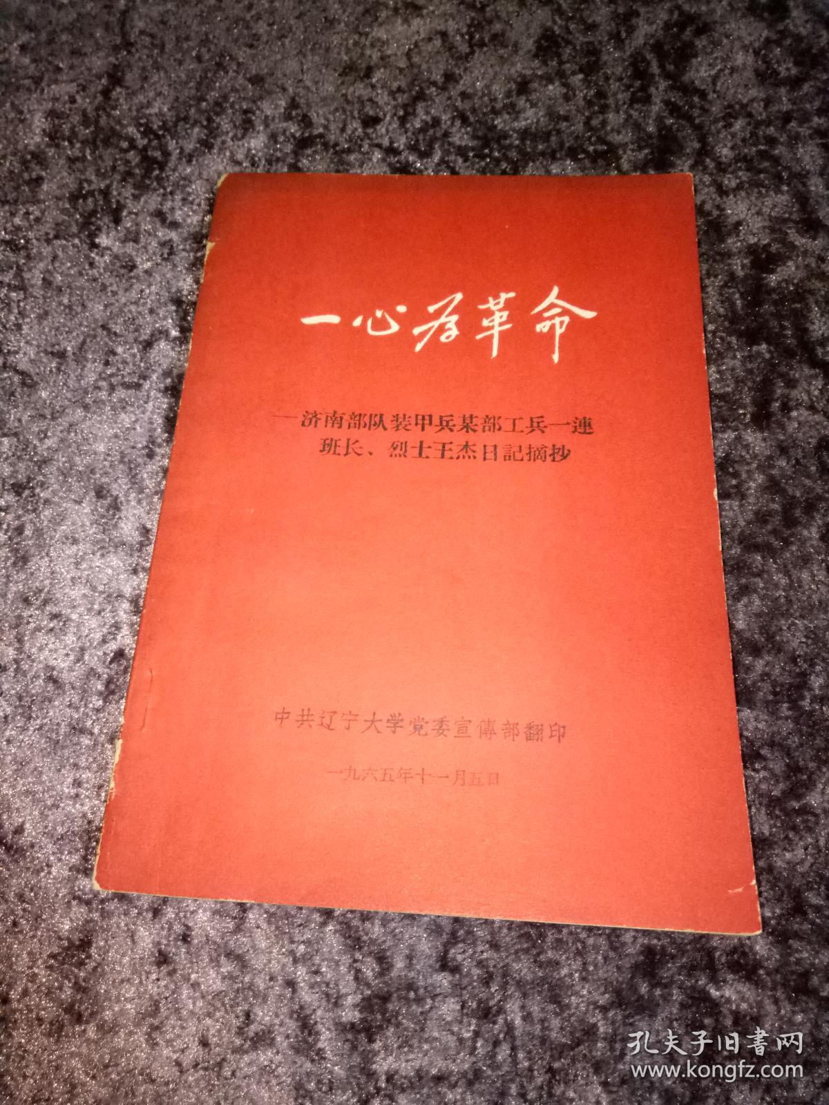 一心为革命(济南部队装甲兵某部工兵一连班长.烈士王杰日记摘抄)