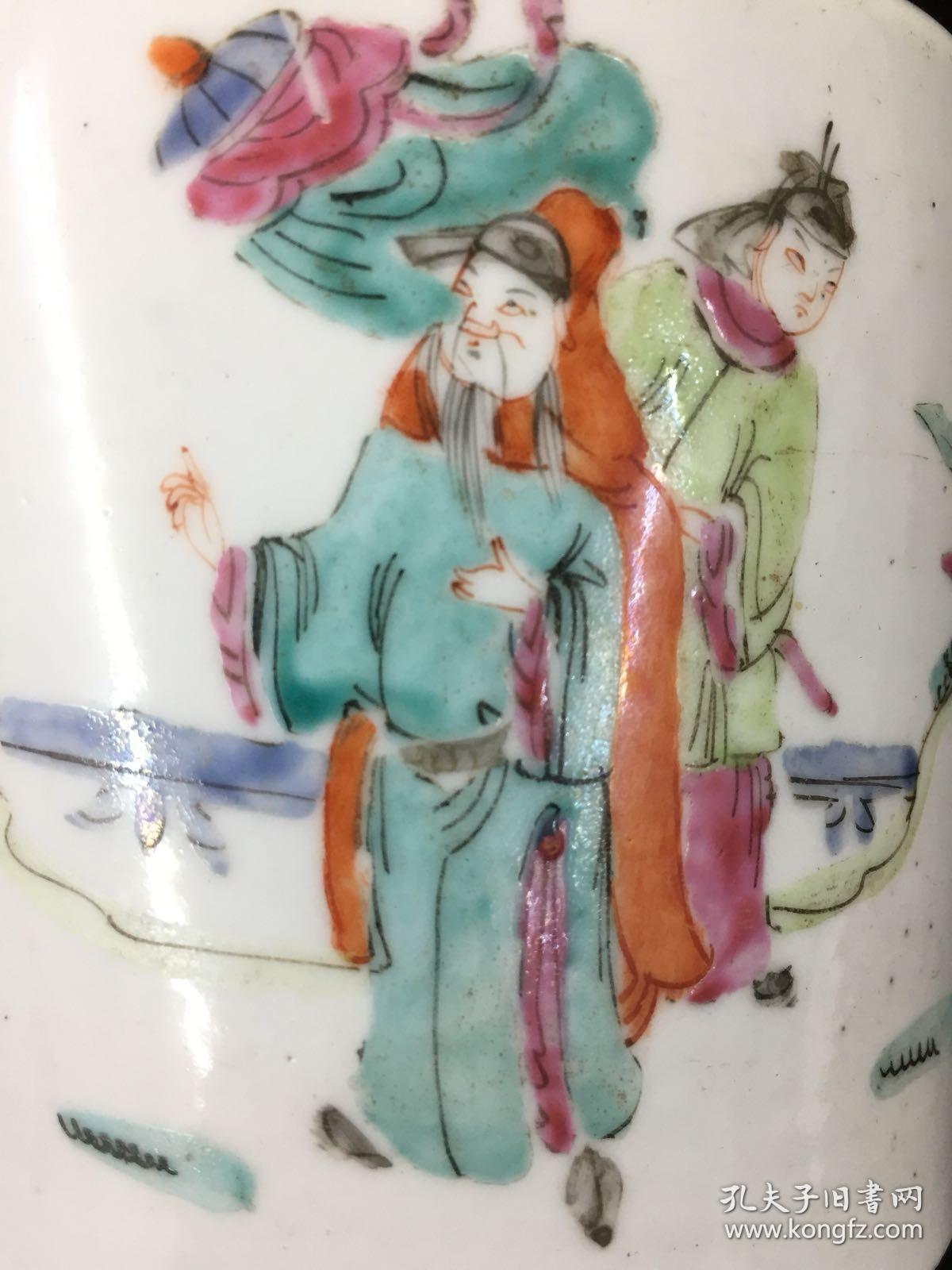 一梦醉繁华:清晚同治人物故事粉彩直筒壶一只:满工人物生动,釉润彩艳.