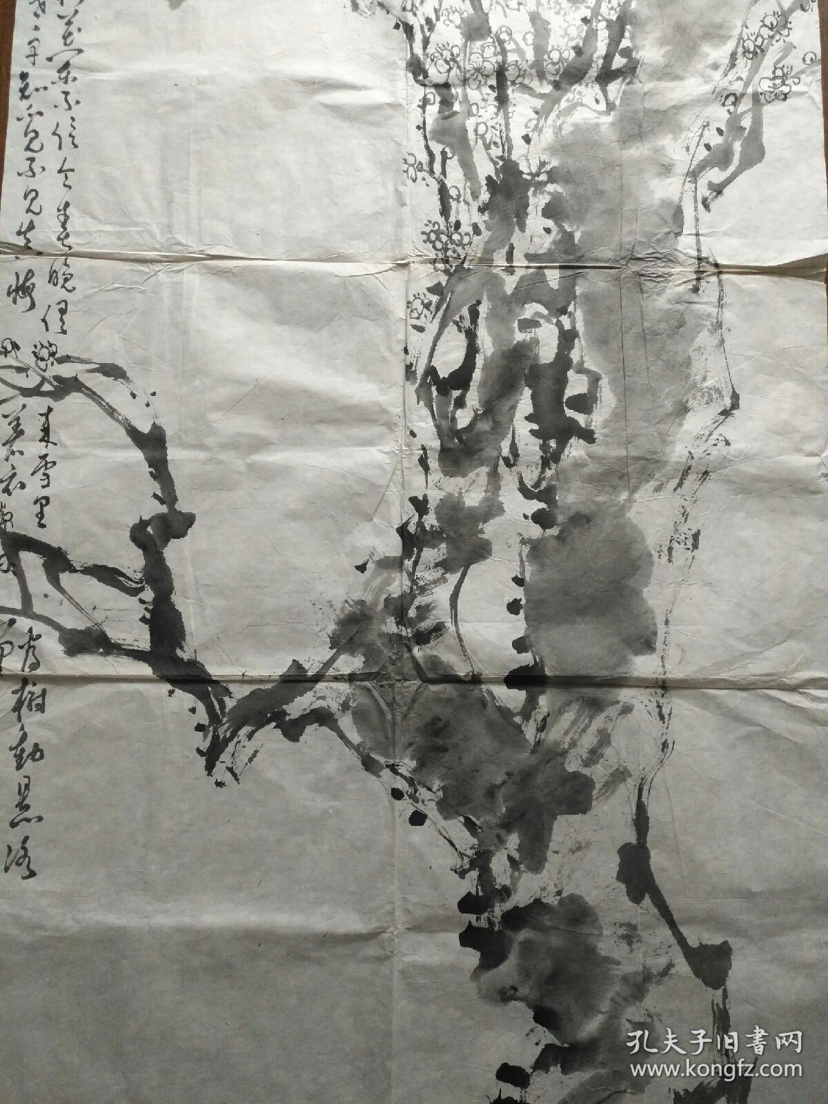 陕西著名画家 张云(得云)先生墨梅图 (168cmx69.5cm)