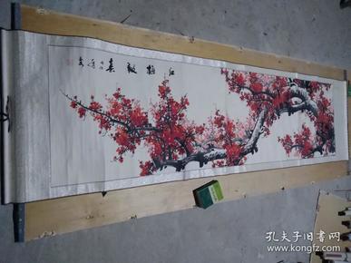 孙 玉泉书画:中国著名书画名家精品书画红梅报春作品一幅  画芯213*58