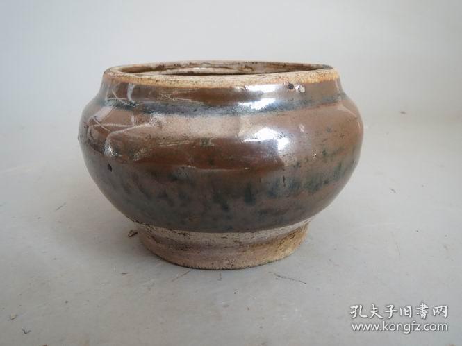 带窑变民国磁州窑酱釉小罐没毛病