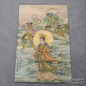 仿古织锦 画 丝绸刺绣 画 藏佛唐卡唐喀瑶池天上圣母出游图王母画像