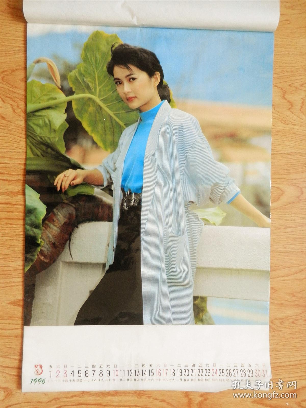 1996年塑膜挂历 争艳(明星美女)13张全 长70厘米,宽47