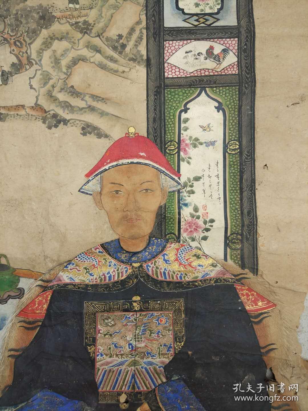 罕见清代人物画像 倍贡生能武公叔配温氏孺人【保真】