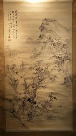 纸本名家(素岳)手绘山水人物 包老! 装裱精美! 尺幅太大,不包邮!