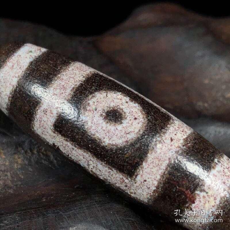 满朱砂古珠【天地天珠】,尺寸:37*12mm