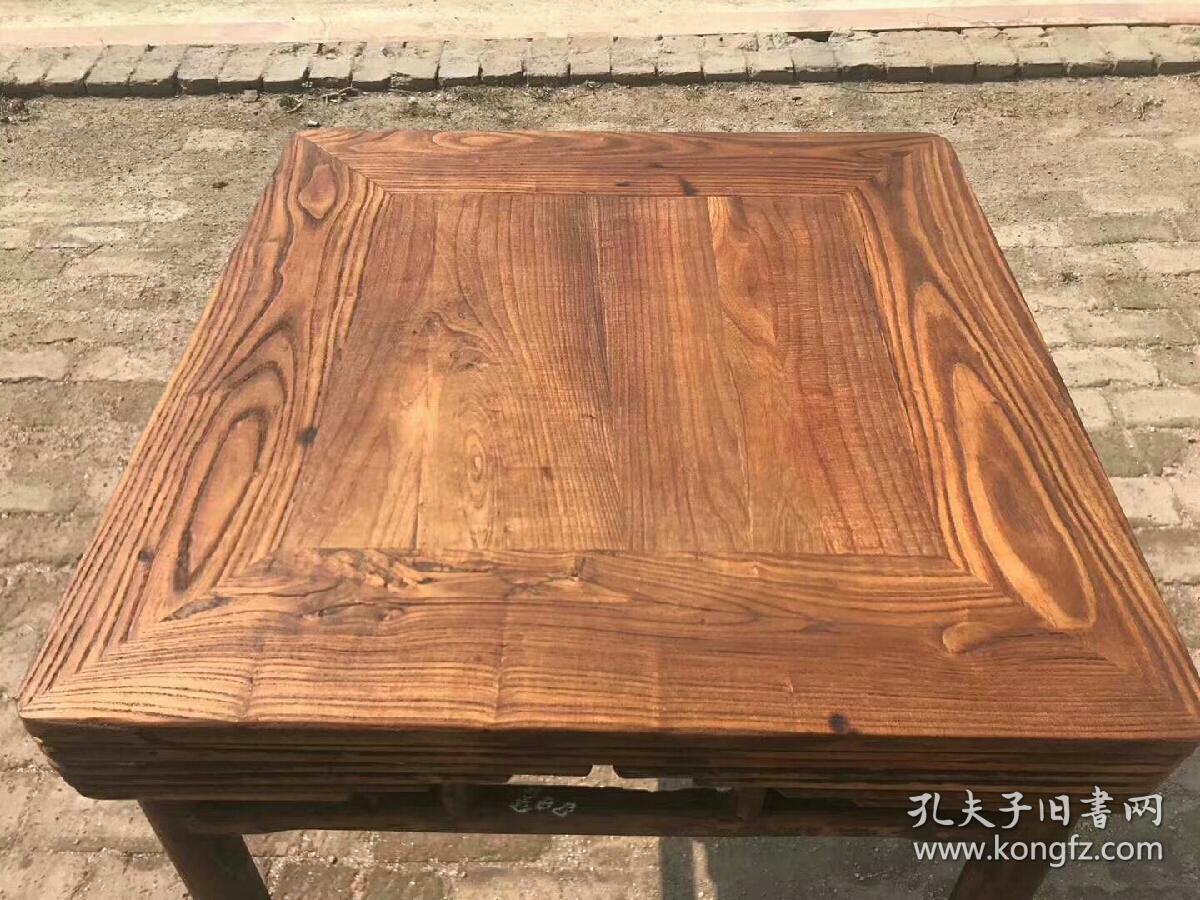 清代老榆木圆包圆,花纹漂亮,小茶桌