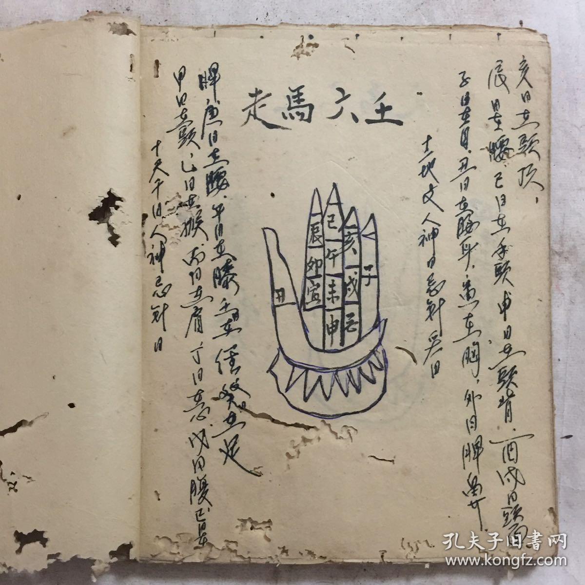 民国宗教手抄本:走马六壬,带图