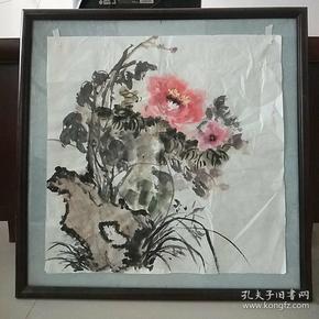 无款国画 牡丹兰石图 一幅(包手绘) 买家自鉴