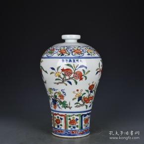 明宣德青花五彩折枝花果纹梅瓶古玩19521花瓶古董古瓷器