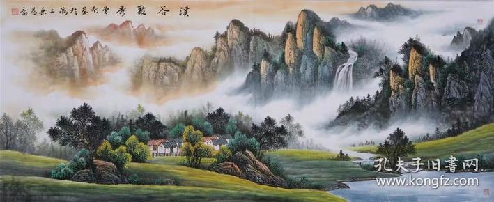 著名画家曾刚山水大幅国画字画纯手绘