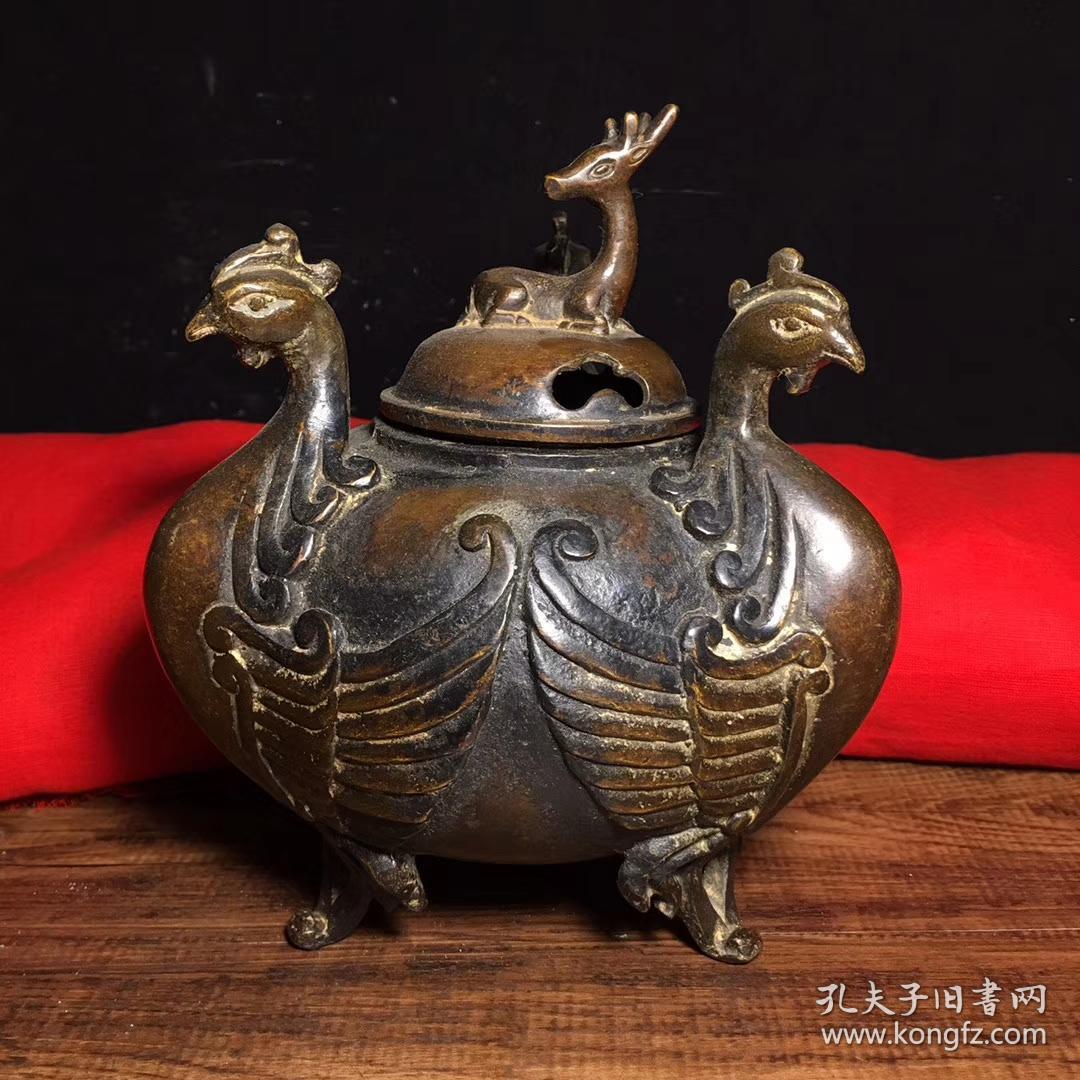 铜三凤熏香炉