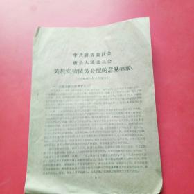 老资料，河北省唐县县委人民委员会：关于实物按劳分配的意见（草案）1961年
