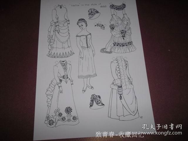 19世纪末复古美少女 纸娃娃换装 纸公仔 换衣册 填色