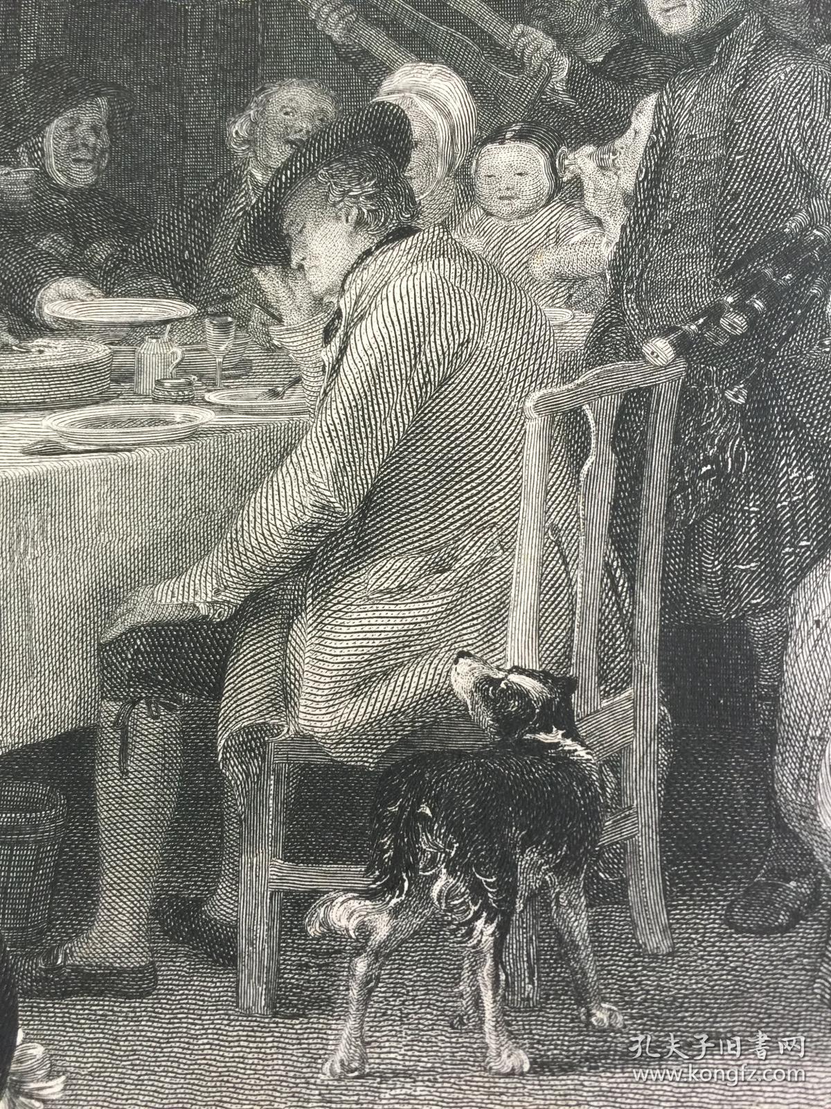 1832年大型钢版画《俭朴的婚礼》英国版画家james stewart制作 源自